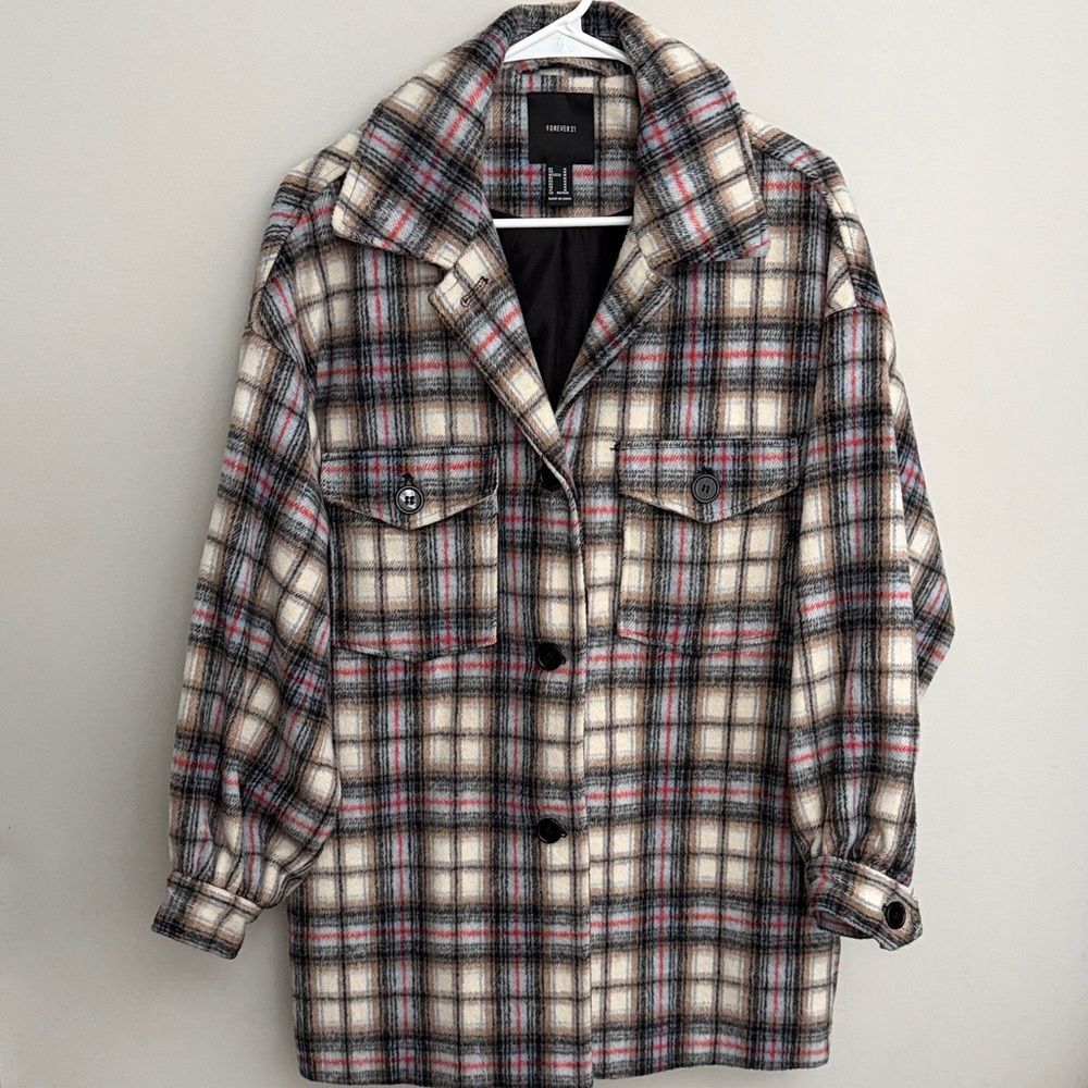 Forever 21 Multicolor Plaid Flannel  Shirt Jacket. Fully Lined. Size M